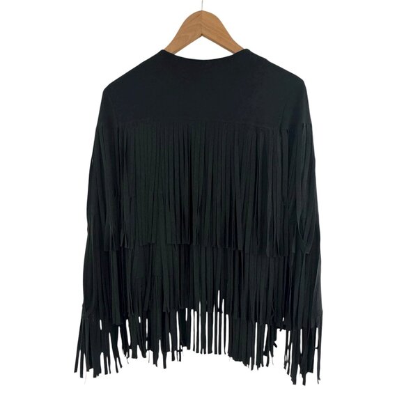 Wrangler Black Fringe Open Front Jacket Size M Western Country Dance Concert - Picture 4 of 7